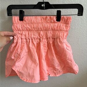 Free People Pink Athletic Shorts with Smocked Waistband